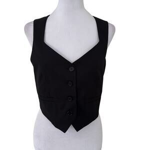 7 For All Mankind Women Black Button Front Vest - Size S - NWT